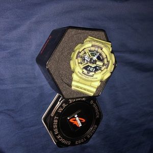 Olive green G-shock. Worn once, $50
